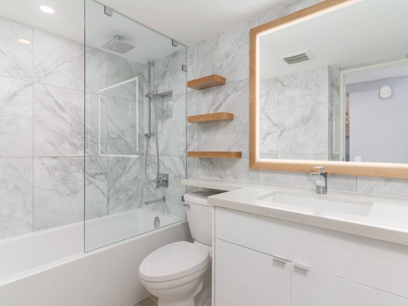 Custom Bathroom Vanity Shelves & Mirror Frame